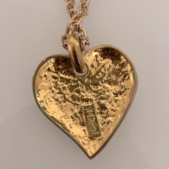 💛 YSL “In Love Again” Vintage Gold Heart Necklace + Bonus Vintage Chain - Picture 3 of 8